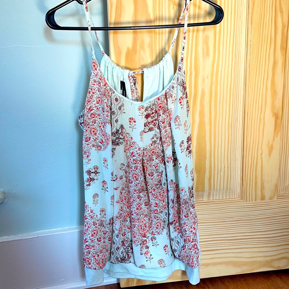 Maurices blue floral tank top. Size L. Worn a few times.